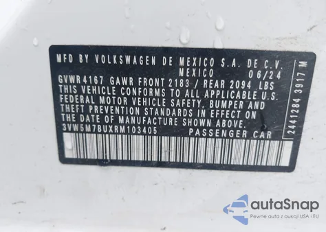 2024 Volkswagen Jetta 1.5T S из США, поврежденный, VIN 3VW5M7BUXRM103405